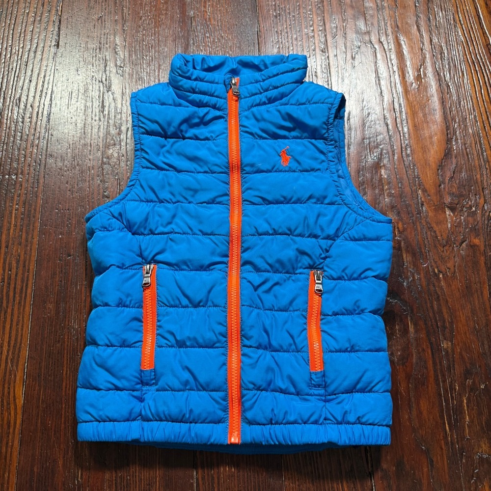 Polo Ralph Lauren Puffer Vest Toddler Size 2T Blue Orange Accents *READ*